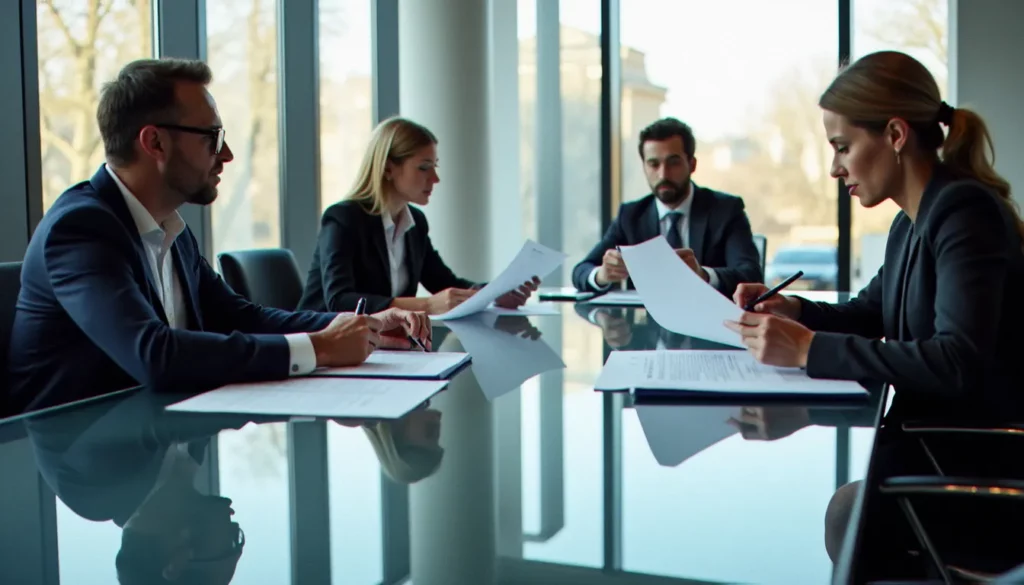 corporate def featured Réunion de dirigeants autour d'une table de conférence moderne pour définir la stratégie corporate def de leur organisation