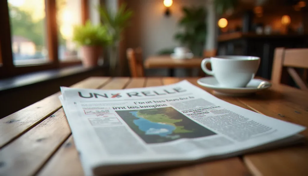 Journal régional imprimé posé sur une table de café en Moselle, illustrant la presse quotidienne régionale comme Le Républicain Lorrain