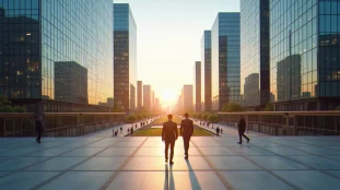 Vue aérienne du quartier d'affaires parisien illustrant l'écosystème business France Paris avec ses tours de bureaux modernes