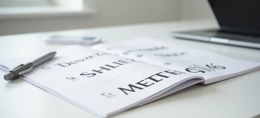 Guide de charte typographique corporate ouvert sur un bureau minimaliste, illustrant la sélection d'une corporate sans font pour une identité de marque professionnelle B2B