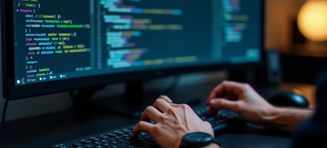 Développeur sélectionnant plusieurs lignes de code dans un éditeur sombre pour appliquer un group comment in VSCode