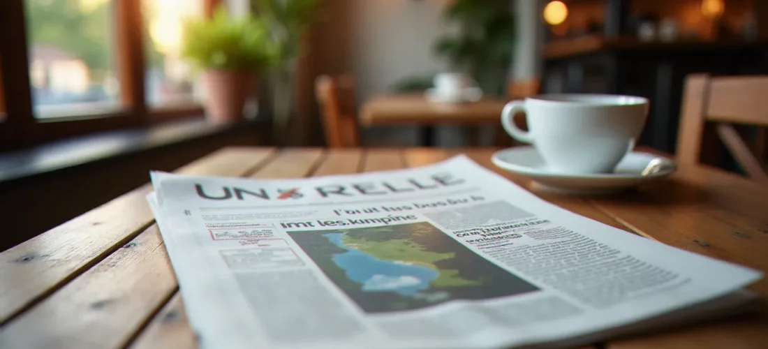 Journal régional imprimé posé sur une table de café en Moselle, illustrant la presse quotidienne régionale comme Le Républicain Lorrain