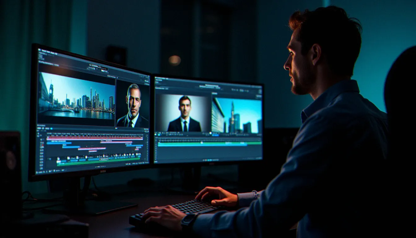 Salle de post-production d'un studio français spécialisé dans le montage de films corporate TV pour entreprises