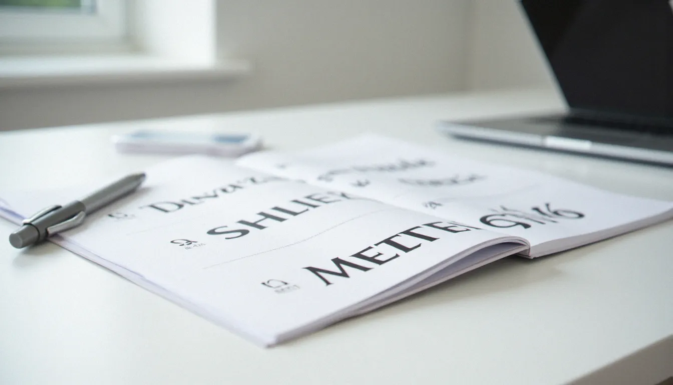 Guide de charte typographique corporate ouvert sur un bureau minimaliste, illustrant la sélection d'une corporate sans font pour une identité de marque professionnelle B2B