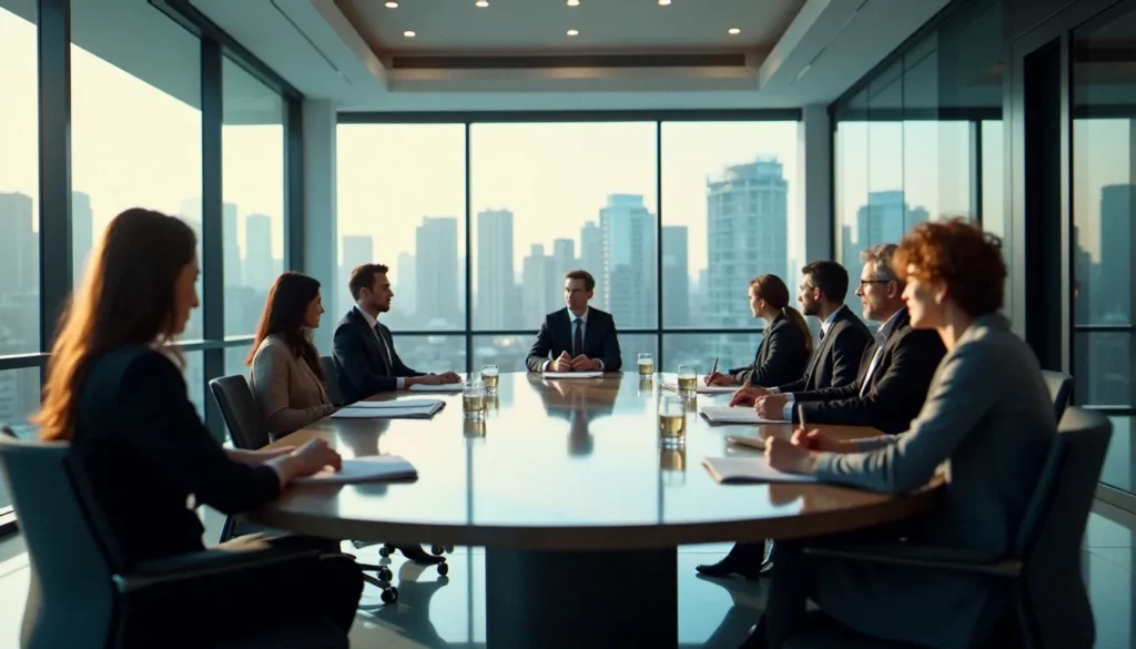 corporate sanstha kya hoti hai featured Réunion de gouvernance d'une corporate sanstha avec des dirigeants autour d'une table de conférence moderne