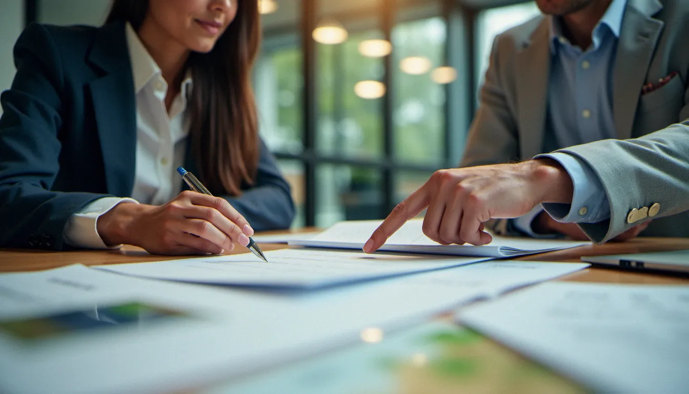 Deux professionnels analysant ensemble les éléments clés d'un corp bio lors d'une réunion de travail
