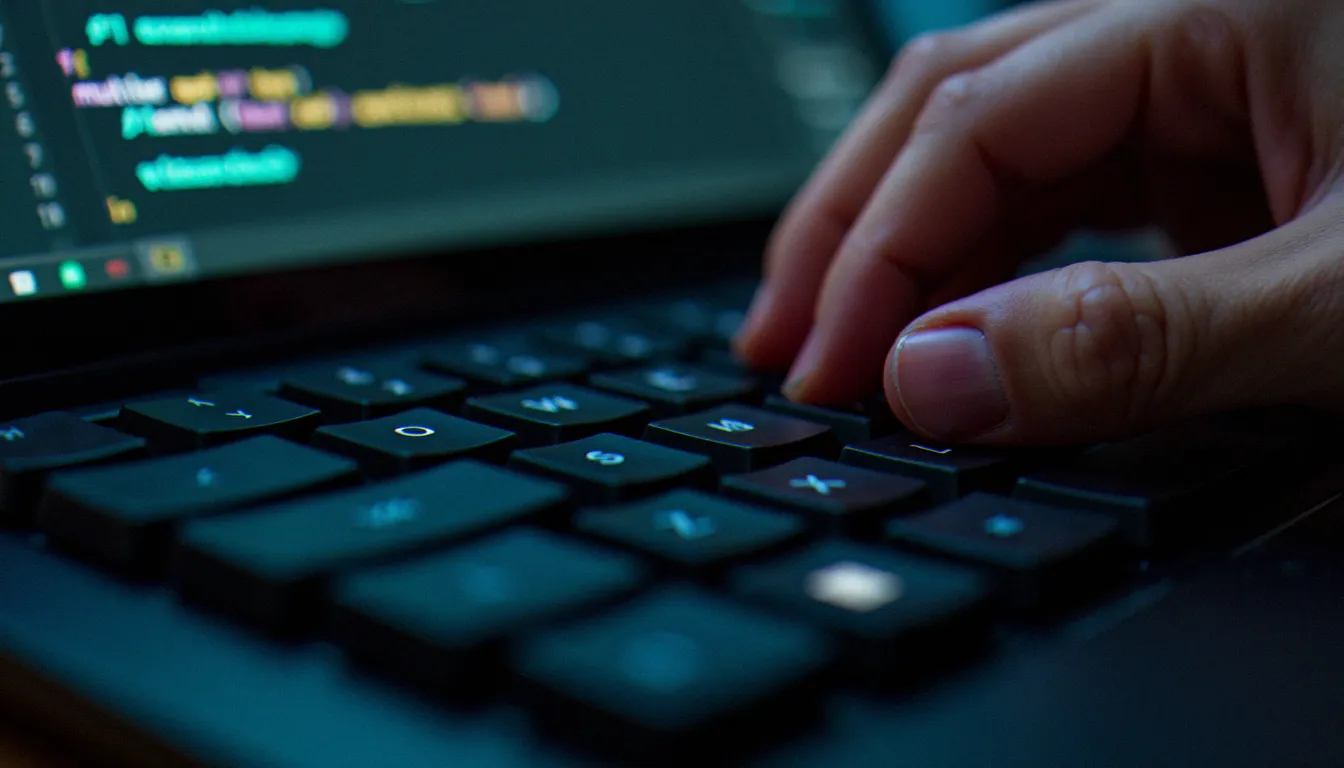 Mains sur un clavier mécanique utilisant les raccourcis natifs de commentaire de groupe dans VSCode