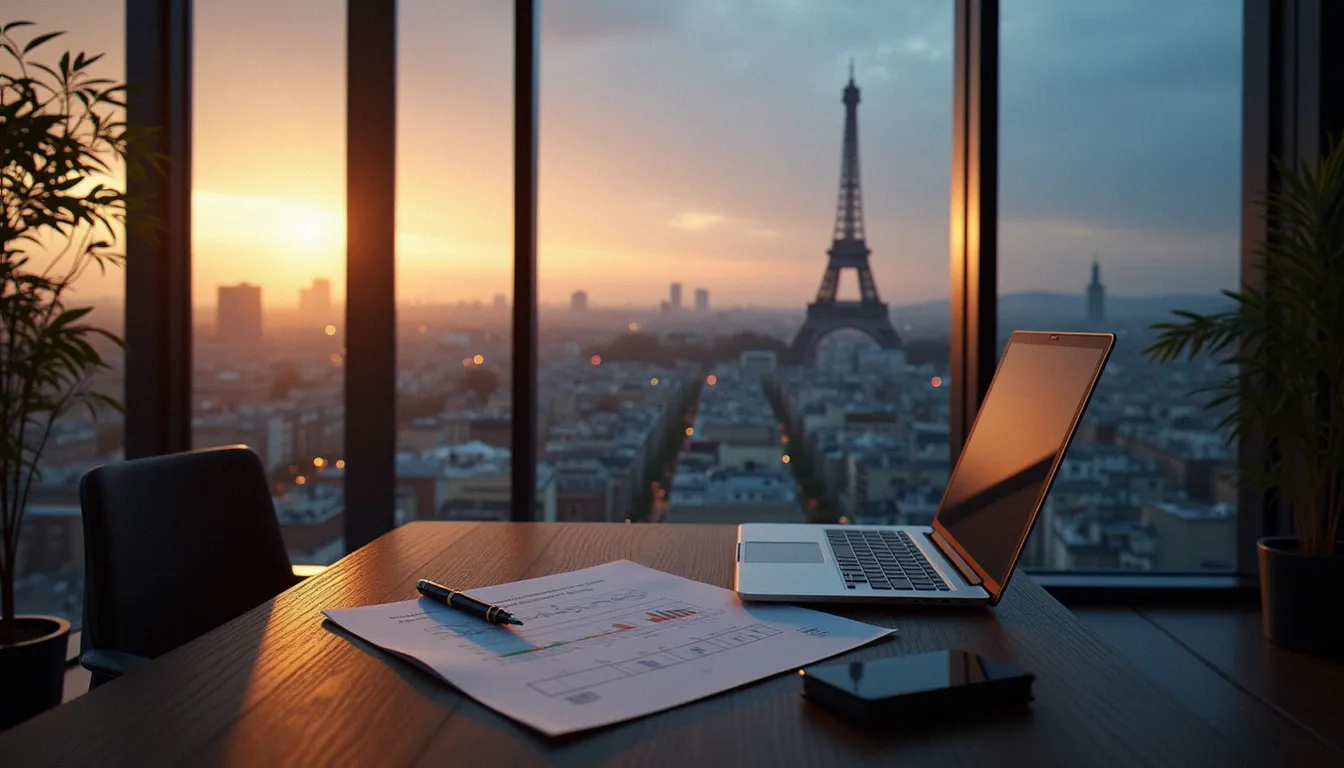 business efficace fr featured Bureau d'executif parisien au crépuscule illustrant la réflexion stratégique d'un business efficace fr